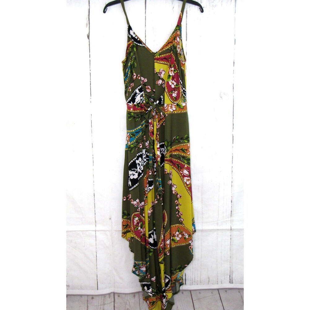 MSK Olive Green Multi-Color Boho Print Jumpsuit Romper